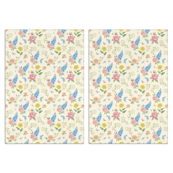 2 Pcs Pioneer Flower Floral Print Pattern Funny Kitchen Towels, Microfiber Dish Towels, Kitchen Tea Towels Set 18" X 26"