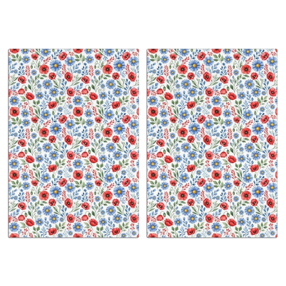 2 Pcs Pioneer Flower Floral Print Pattern Funny Kitchen Towels, Microfiber Dish Towels, Kitchen Tea Towels Set 18" X 26"