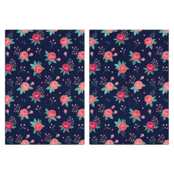 2 Pcs Pioneer Flower Floral Print Pattern Funny Kitchen Towels, Microfiber Dish Towels, Kitchen Tea Towels Set 18" X 26"