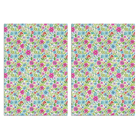 2 Pcs Pioneer Flower Floral Print Pattern Funny Kitchen Towels, Microfiber Dish Towels, Kitchen Tea Towels Set 18" X 26"