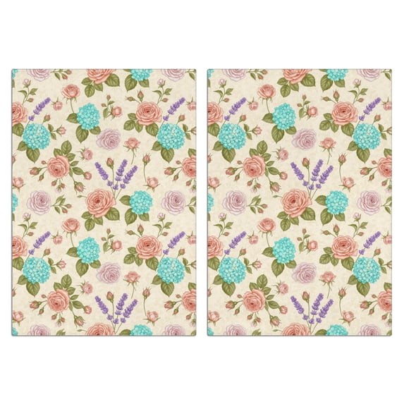 2 Pcs Pioneer Flower Floral Print Pattern Funny Kitchen Towels, Microfiber Dish Towels, Kitchen Tea Towels Set 18" X 26"