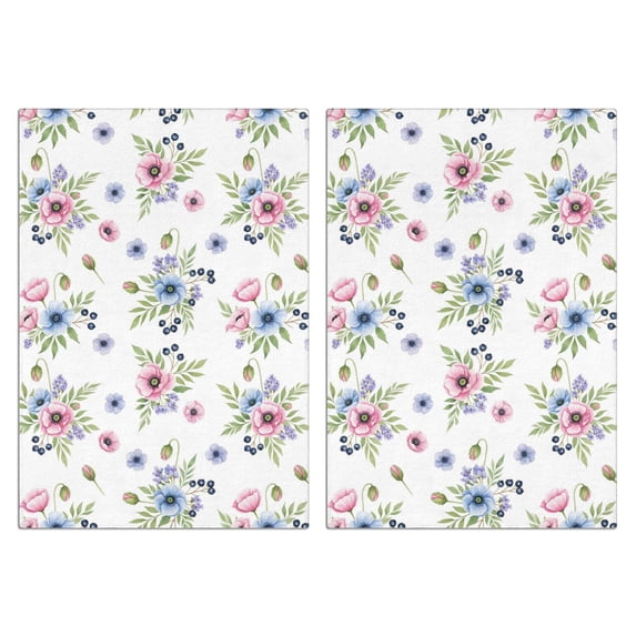 2 Pcs Pioneer Flower Floral Print Pattern Funny Kitchen Towels, Microfiber Dish Towels, Kitchen Tea Towels Set 18" X 26"