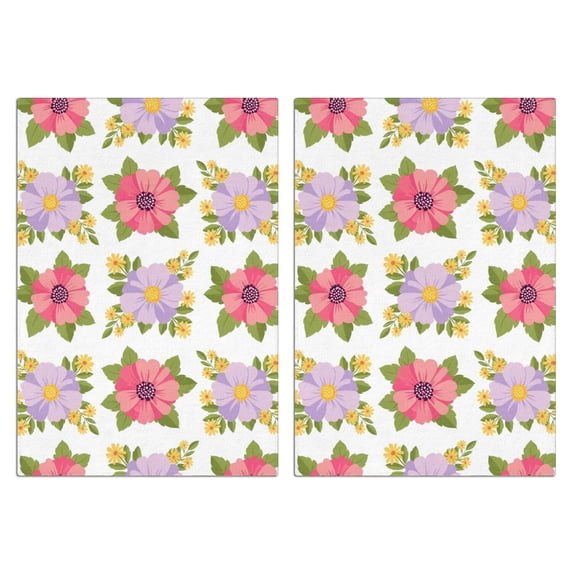 2 Pcs Pioneer Flower Floral Print Pattern Funny Kitchen Towels, Microfiber Dish Towels, Kitchen Tea Towels Set 18" X 26"