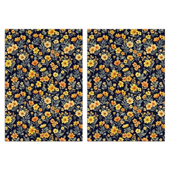 2 Pcs Pioneer Flower Floral Print Pattern Funny Kitchen Towels, Microfiber Dish Towels, Kitchen Tea Towels Set 18" X 26"