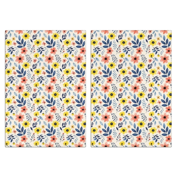 2 Pcs Pioneer Flower Floral Print Pattern Funny Kitchen Towels, Microfiber Dish Towels, Kitchen Tea Towels Set 18" X 26"