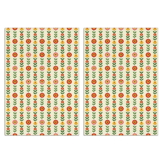2 Pcs Pioneer Flower Floral Print Pattern Funny Kitchen Towels, Microfiber Dish Towels, Kitchen Tea Towels Set 18" X 26"
