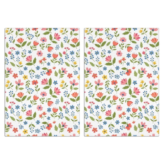 2 Pcs Pioneer Flower Floral Print Pattern Funny Kitchen Towels, Microfiber Dish Towels, Kitchen Tea Towels Set 18" X 26"