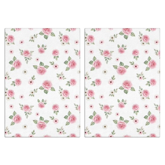 2 Pcs Pioneer Flower Floral Print Pattern Funny Kitchen Towels, Microfiber Dish Towels, Kitchen Tea Towels Set 18" X 26"
