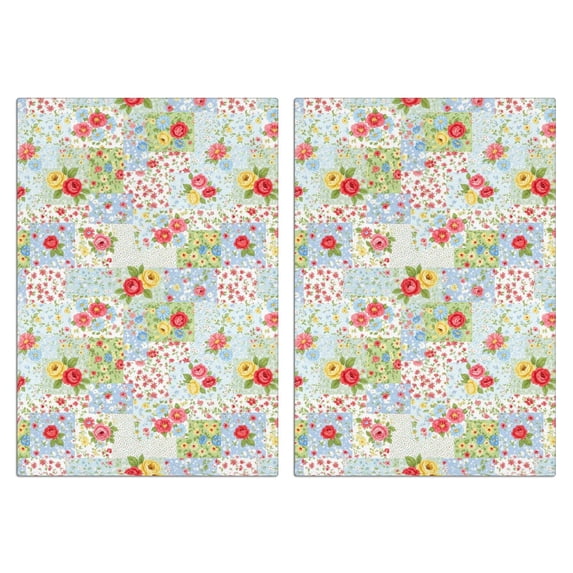 2 Pcs Pioneer Flower Floral Print Pattern Kitchen Towels, Funny Microfiber Dish Towel Set, 18" X 26" Tea Towels