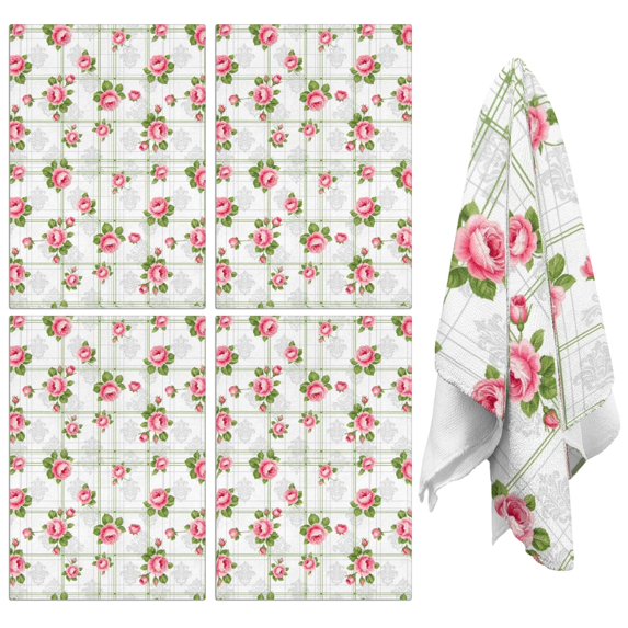 2 Pcs Pioneer Flower Floral Print Pattern Kitchen Towels, Funny Microfiber Dish Towel Set, 18" X 26" Tea Towels