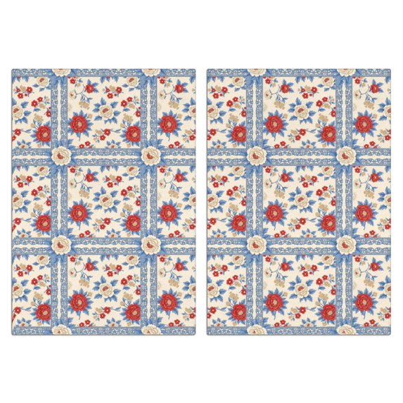 2 Pcs Pioneer Flower Floral Print Pattern Kitchen Towels, Funny Microfiber Dish Towel Set, 18" X 26" Tea Towels