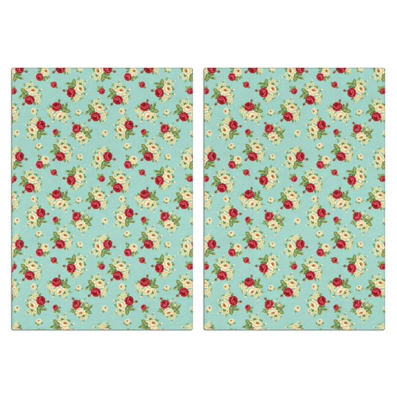 2 Pcs Pioneer Flower Floral Print Pattern Kitchen Towels, Funny Microfiber Dish Towel Set, 18" X 26" Tea Towels