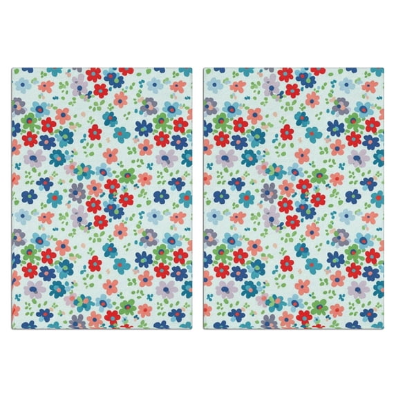 2 Pcs Pioneer Flower Floral Print Pattern Kitchen Towels, Funny Microfiber Dish Towel Set, 18" X 26" Tea Towels