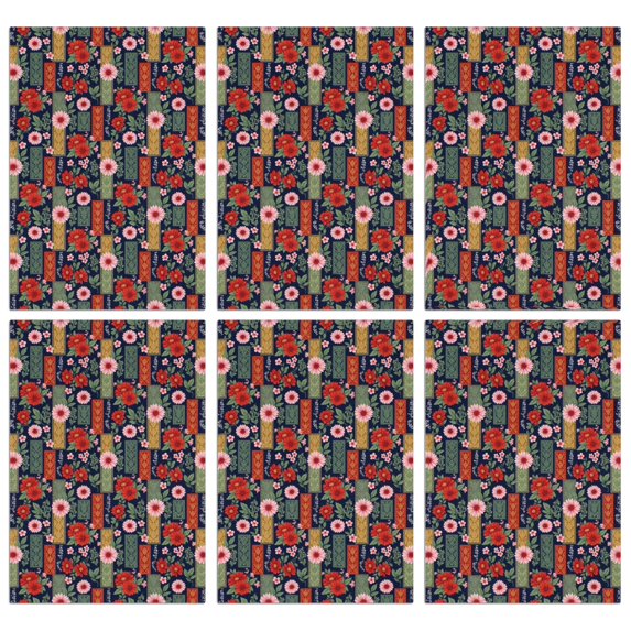 2 Pcs Pioneer Flower Floral Print Pattern Kitchen Towels, Funny Microfiber Dish Towel Set, 18" X 26" Tea Towels