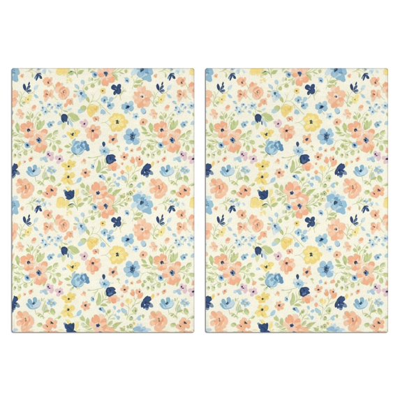 2 Pcs Pioneer Flower Floral Print Pattern Kitchen Towels, Funny Microfiber Dish Towel Set, 18" X 26" Tea Towels