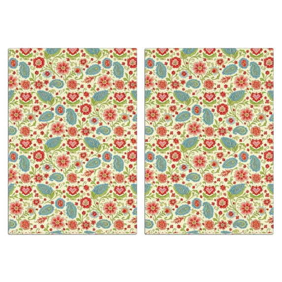 2 Pcs Pioneer Flower Floral Print Pattern Kitchen Towels, Funny Microfiber Dish Towel Set, 18" X 26" Tea Towels