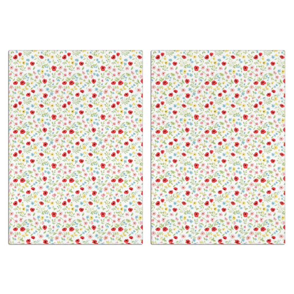 2 Pcs Pioneer Flower Floral Print Pattern Kitchen Towels, Funny Microfiber Dish Towel Set, 18" X 26" Tea Towels