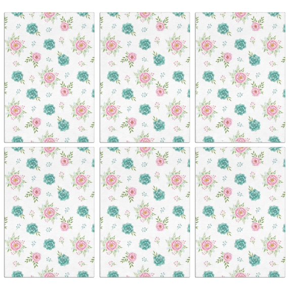 2 Pcs Pioneer Flower Floral Print Pattern Kitchen Towels, Funny Microfiber Dish Towel Set, 18" X 26" Tea Towels