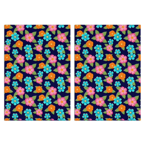 2 Pcs Pioneer Flower Floral Print Pattern Kitchen Towels, Funny Microfiber Dish Towel Set, 18" X 26" Tea Towels