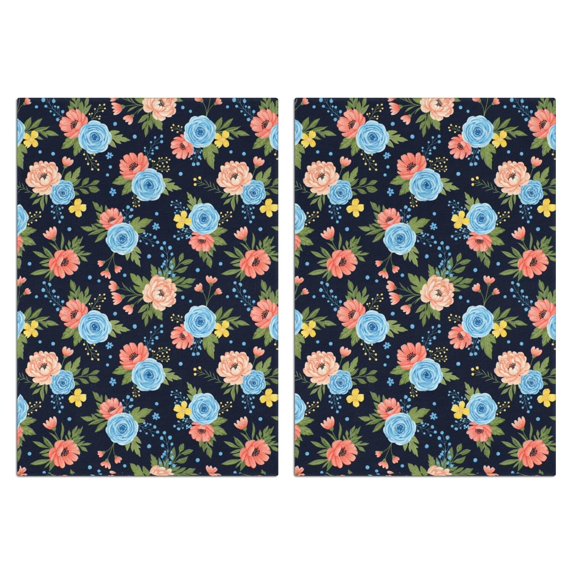 2 Pcs Pioneer Flower Floral Print Pattern Kitchen Towels, Funny Microfiber Dish Towel Set, 18" X 26" Tea Towels