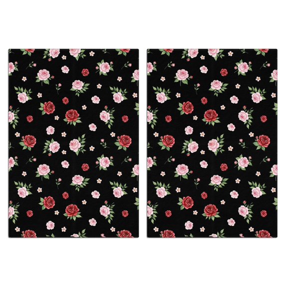 2 Pcs Pioneer Flower Floral Print Pattern Kitchen Towels, Funny Microfiber Dish Towel Set, 18" X 26" Tea Towels