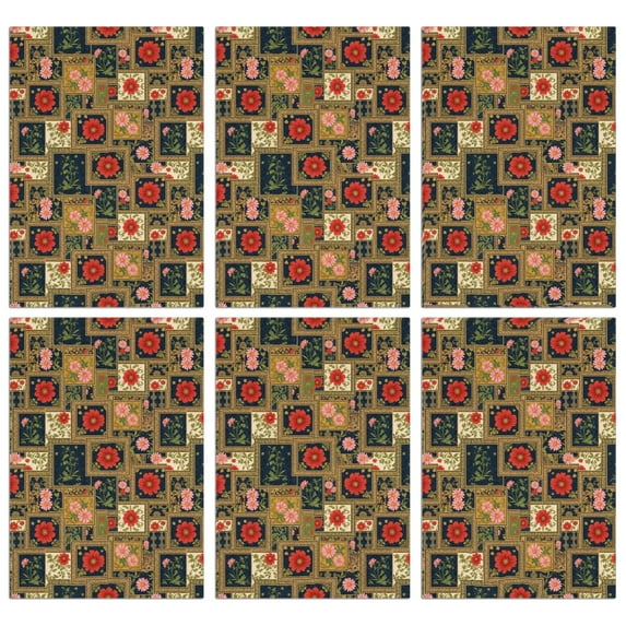 6 Pcs Pioneer Flower Floral Print Pattern Kitchen Towels, Funny Microfiber Dish Towel Set, 18" X 26" Tea Towels