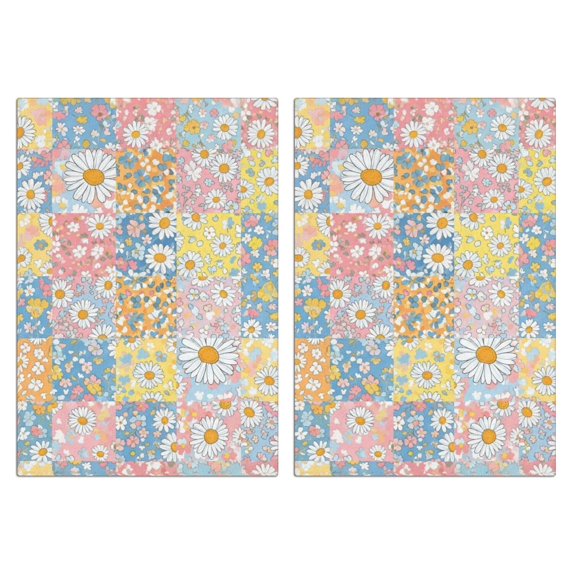2 Pcs Pioneer Flower Floral Print Pattern Kitchen Towels, Funny Microfiber Dish Towel Set, 18" X 26" Tea Towels