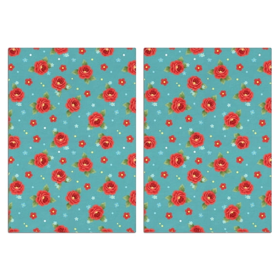 2 Pcs Pioneer Flower Floral Print Pattern Kitchen Towels, Funny Microfiber Dish Towel Set, 18" X 26" Tea Towels
