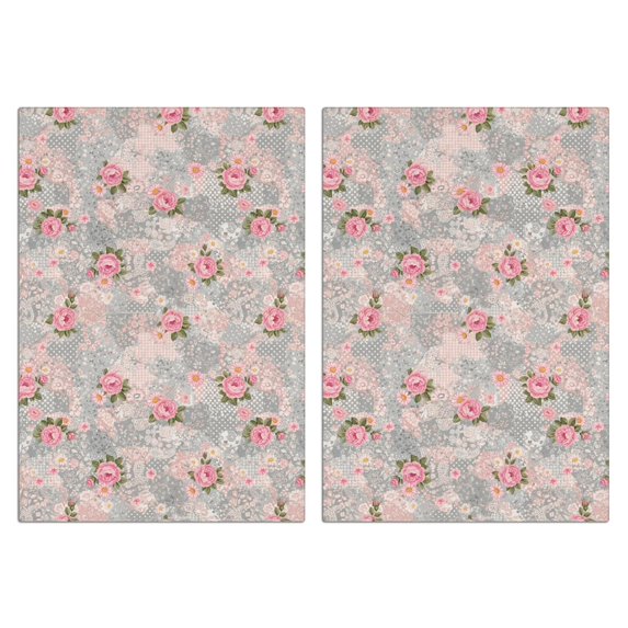 2 Pcs Pioneer Flower Floral Print Pattern Kitchen Towels, Funny Microfiber Dish Towel Set, 18" X 26" Tea Towels