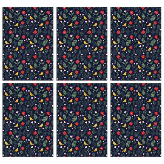 6 Pcs Pioneer Flower Floral Print Pattern Kitchen Towels, Funny Microfiber Dish Towel Set, 18" X 26" Tea Towels
