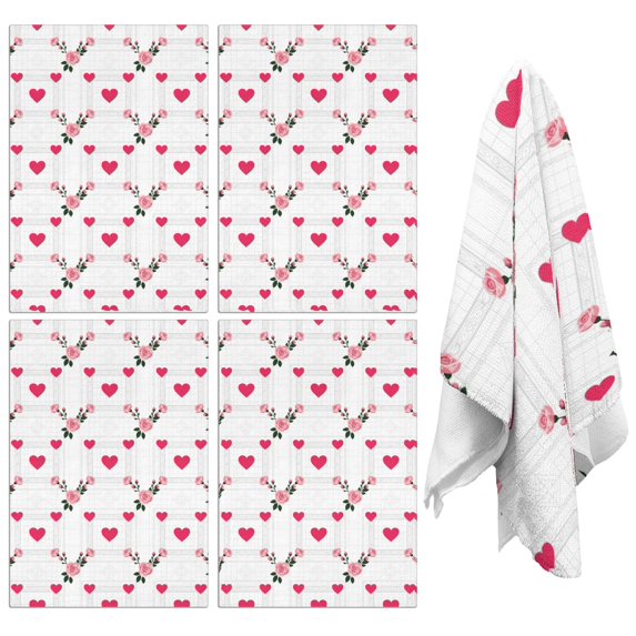 2 Pcs Pioneer Flower Floral Print Pattern Kitchen Towels, Funny Microfiber Dish Towel Set, 18" X 26" Tea Towels