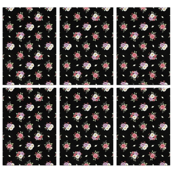 6 Pcs Pioneer Flower Floral Print Pattern Kitchen Towels, Funny Microfiber Dish Towel Set, 18" X 26" Tea Towels