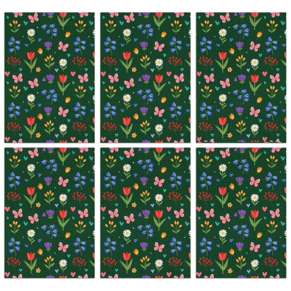 2 Pcs Pioneer Flower Floral Print Pattern Kitchen Towels, Funny Microfiber Dish Towel Set, 18" X 26" Tea Towels