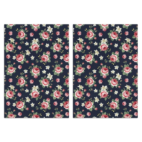 2 Pcs Pioneer Flower Floral Print Pattern Kitchen Towels, Funny Microfiber Dish Towel Set, 18" X 26" Tea Towels