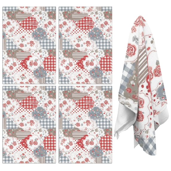 2 Pcs Pioneer Flower Floral Print Pattern Kitchen Towels, Funny Microfiber Dish Towel Set, 18" X 26" Tea Towels