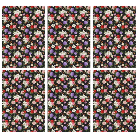 2 Pcs Pioneer Flower Floral Print Pattern Kitchen Towels, Funny Microfiber Dish Towel Set, 18" X 26" Tea Towels