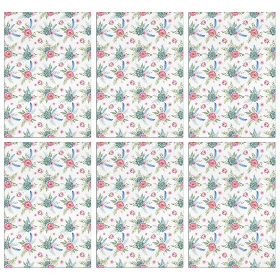 2 Pcs Pioneer Flower Floral Print Pattern Kitchen Towels, Funny Microfiber Dish Towel Set, 18" X 26" Tea Towels