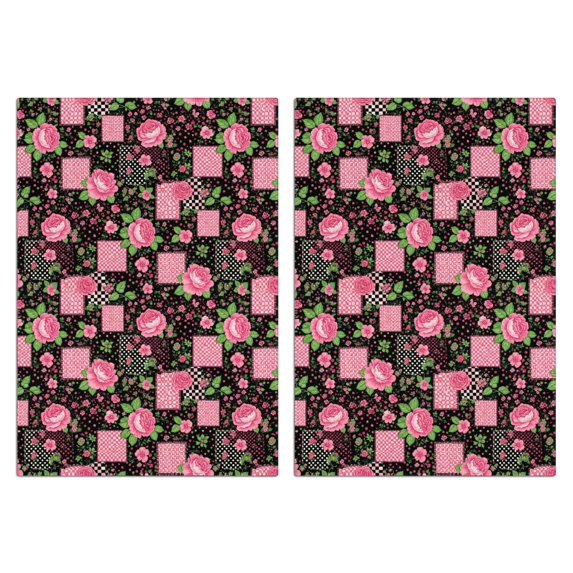 2 Pcs Pioneer Flower Floral Print Pattern Kitchen Towels, Funny Microfiber Dish Towel Set, 18" X 26" Tea Towels