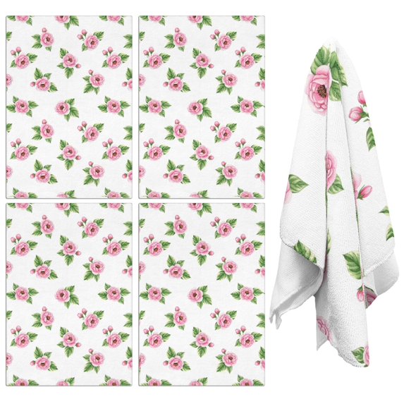 2 Pcs Pioneer Flower Floral Print Pattern Kitchen Towels, Funny Microfiber Dish Towel Set, 18" X 26" Tea Towels