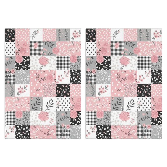 2 Pcs Pioneer Flower Floral Print Pattern Kitchen Towels, Funny Microfiber Dish Towel Set, 18" X 26" Tea Towels