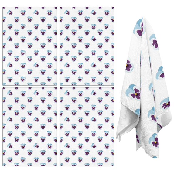 4 Pcs Pioneer Flower Floral Print Pattern Kitchen Towels, Funny Microfiber Dish Towel Set, 18" X 26" Tea Towels