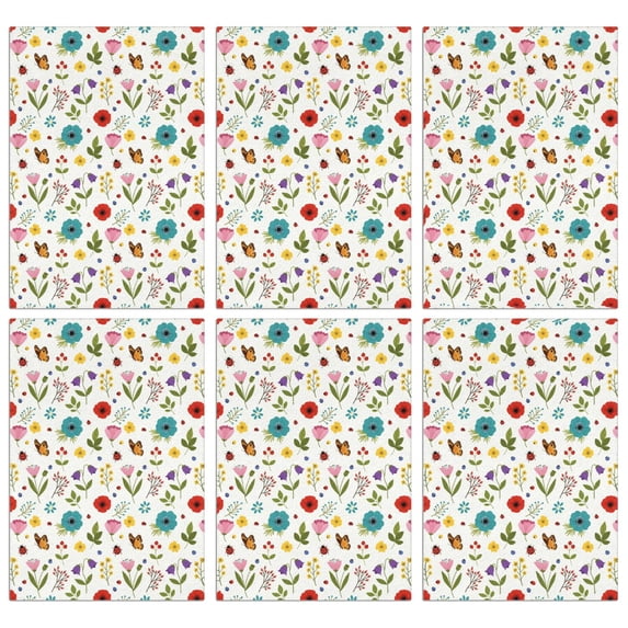 2 Pcs Pioneer Flower Floral Print Pattern Kitchen Towels, Funny Microfiber Dish Towel Set, 18" X 26" Tea Towels