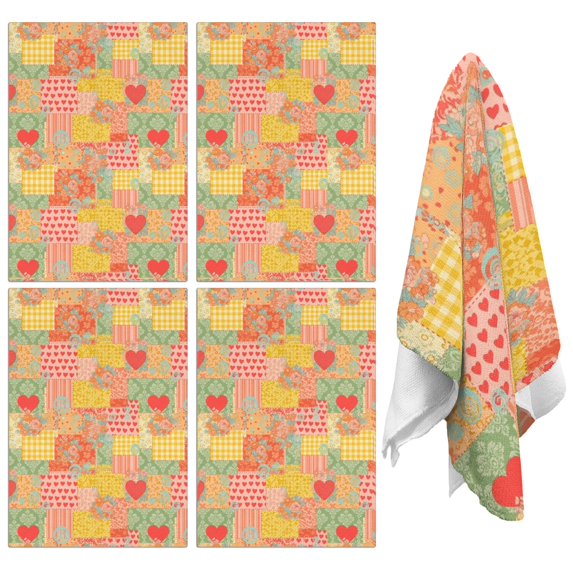 2 Pcs Pioneer Flower Floral Print Pattern Kitchen Towels, Funny Microfiber Dish Towel Set, 18" X 26" Tea Towels