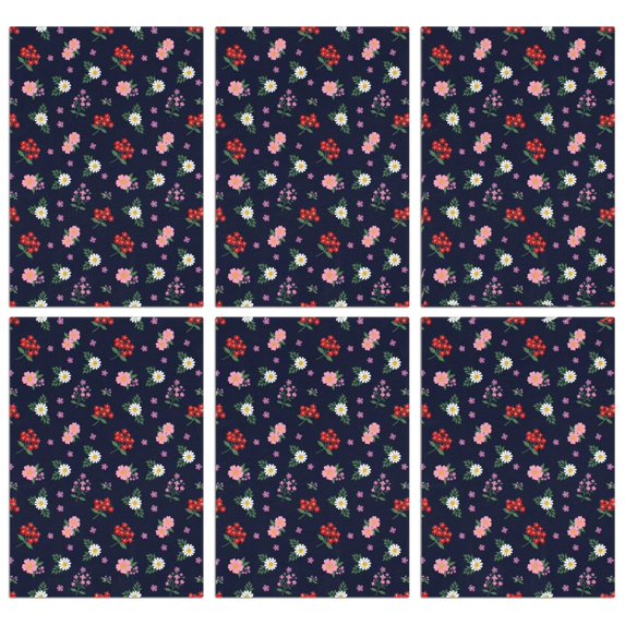 6 Pcs Pioneer Flower Floral Print Pattern Kitchen Towels, Funny Microfiber Dish Towel Set, 18" X 26" Tea Towels