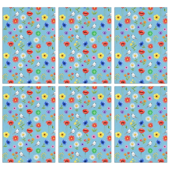 2 Pcs Pioneer Flower Floral Print Pattern Kitchen Towels, Funny Microfiber Dish Towel Set, 18" X 26" Tea Towels