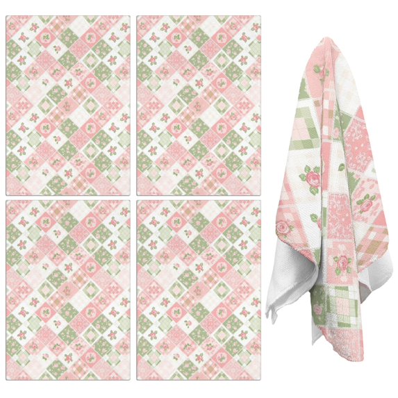 2 Pcs Pioneer Flower Floral Print Pattern Kitchen Towels, Funny Microfiber Dish Towel Set, 18" X 26" Tea Towels