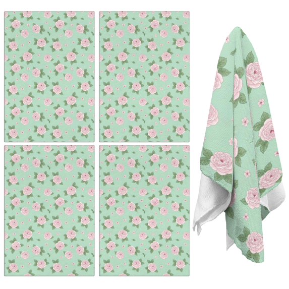 2 Pcs Pioneer Flower Floral Print Pattern Kitchen Towels, Funny Microfiber Dish Towel Set, 18" X 26" Tea Towels
