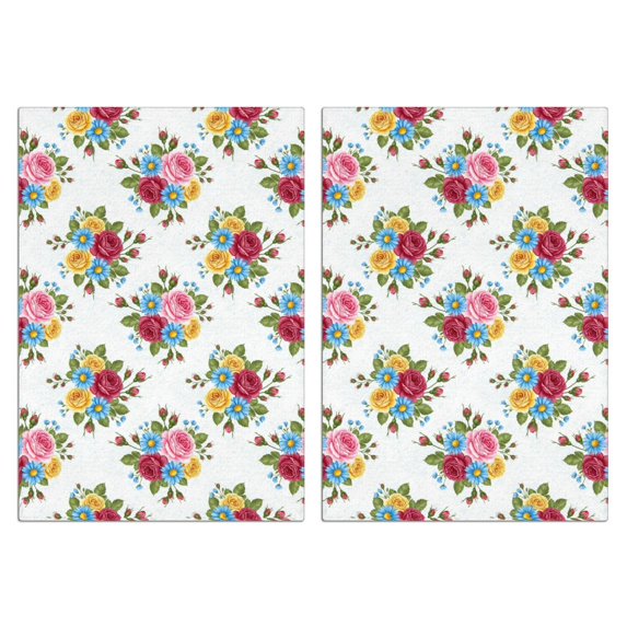 2 Pcs Pioneer Flower Floral Print Pattern Kitchen Towels, Funny Microfiber Dish Towel Set, 18" X 26" Tea Towels