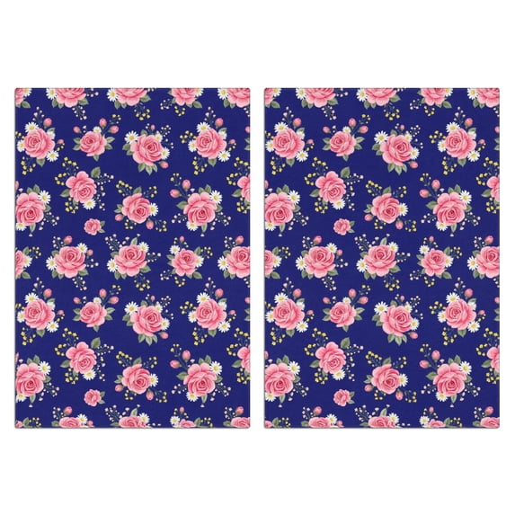 2 Pcs Pioneer Flower Floral Print Pattern Kitchen Towels, Funny Microfiber Dish Towel Set, 18" X 26" Tea Towels