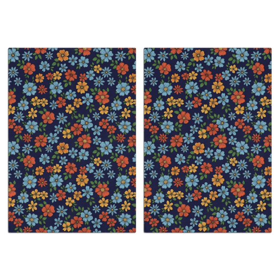 2 Pcs Pioneer Flower Floral Print Pattern Kitchen Towels, Funny Microfiber Dish Towel Set, 18" X 26" Tea Towels